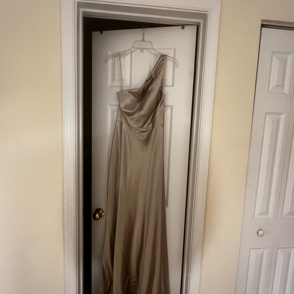 Jenny Yoo One Shoulder Dress in Champagne